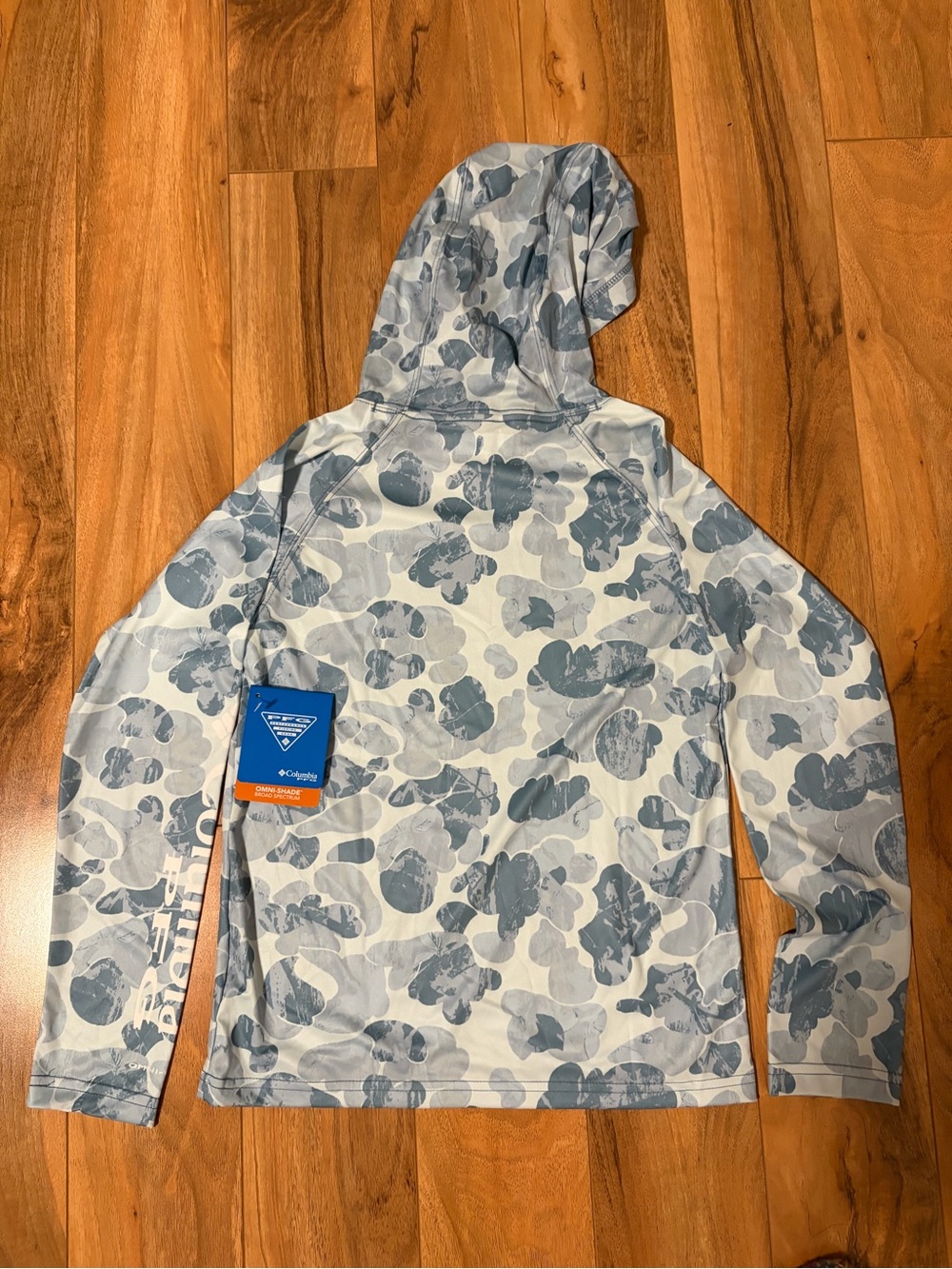 Columbia Kids Light Blue and Gray Camouflage Hooded Sweatshirt - Picture 6 of 6